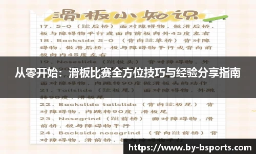 从零开始：滑板比赛全方位技巧与经验分享指南